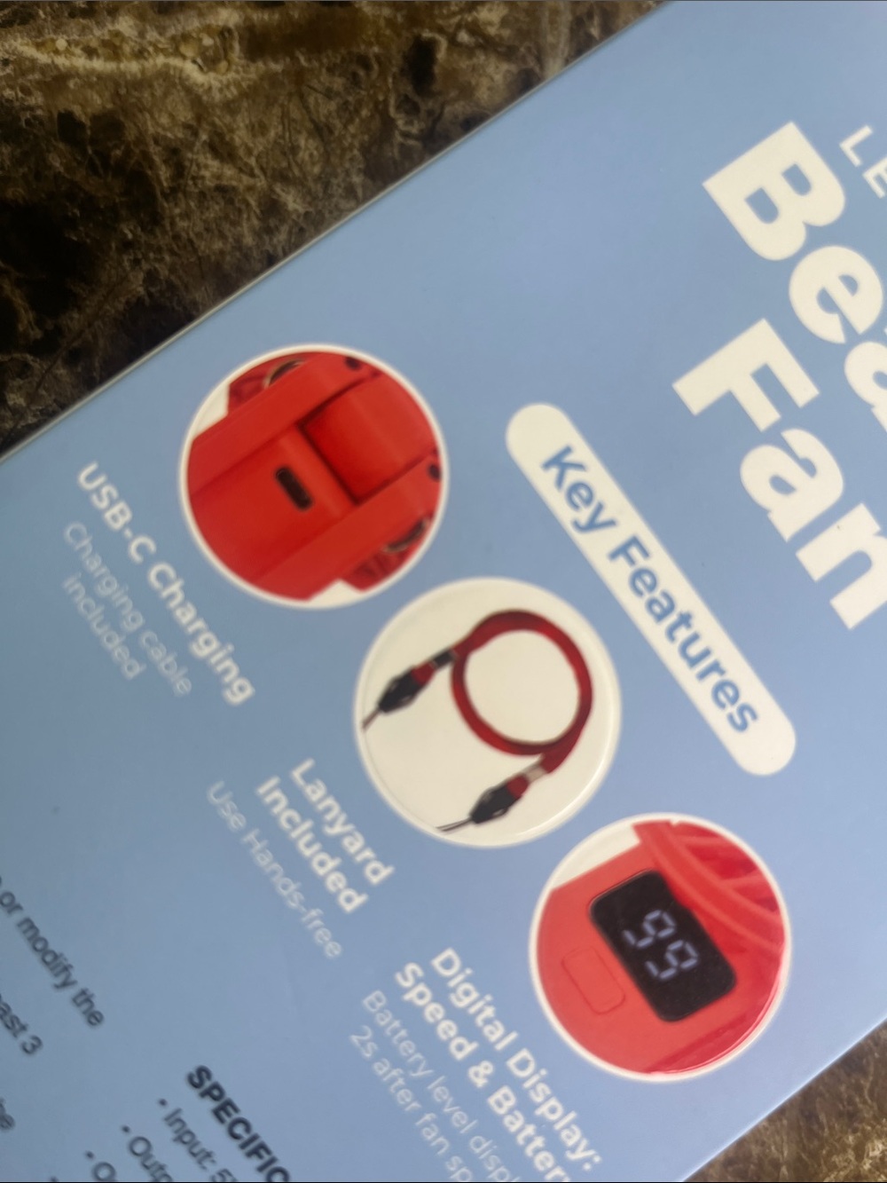 LED Foldable Beauty Fan - Coral Red - Picture 2 of 6